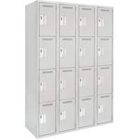 Clean Line Lockers, 4 -tier, Bank of 4, 48" x 18" x 72", Steel, Grey, Rivet (Assembled) Seaboard Timber Mart