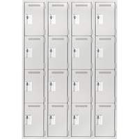 Clean Line Lockers, 4 -tier, Bank of 4, 48" x 18" x 72", Steel, Grey, Rivet (Assembled) Seaboard Timber Mart