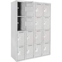 Clean Line Lockers, 4 -tier, Bank of 4, 48" x 18" x 72", Steel, Grey, Rivet (Assembled) Seaboard Timber Mart