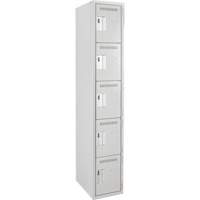 Clean Line Lockers, 5 -tier, 12" x 18" x 72", Steel, Grey, Rivet (Assembled) Seaboard Timber Mart