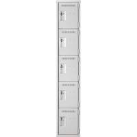 Clean Line Lockers, 5 -tier, 12" x 18" x 72", Steel, Grey, Rivet (Assembled) Seaboard Timber Mart