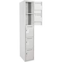 Clean Line Lockers, 5 -tier, 12" x 18" x 72", Steel, Grey, Rivet (Assembled) Seaboard Timber Mart