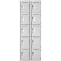 Assembled Clean Line Personal Effects Lockers, 5 -tier, Bank of 2, 12" x 72" x 24", Steel Seaboard Timber Mart