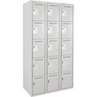 Assembled Clean Line Personal Effects Lockers, 5 -tier, Bank of 3, 12" x 72" x 36", Steel Seaboard Timber Mart