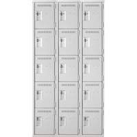 Assembled Clean Line Personal Effects Lockers, 5 -tier, Bank of 3, 12" x 72" x 36", Steel Seaboard Timber Mart