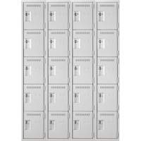 Casiers Clean Line, 5 niveaux, Bloc de 4, 48" x 18" x 72", Acier, Gris, Rivet (assembl&eacute;) Seaboard Timber Mart