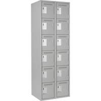 Clean Line Lockerettes, 6 -tier, Bank of 2, 24" x 18" x 72", Steel, Grey, Rivet (Assembled) Seaboard Timber Mart