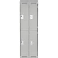 Clean Line Lockers, 2 -tier, Bank of 2, 24" x 18" x 78", Steel, Grey, Rivet (Assembled) Seaboard Timber Mart