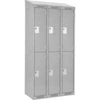 Clean Line Lockers, 2 -tier, Bank of 3, 36" x 18" x 78", Steel, Grey, Rivet (Assembled) Seaboard Timber Mart