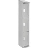 Clean Line Lockers, 3 -tier, 12" x 18" x 78", Steel, Grey, Rivet (Assembled) Seaboard Timber Mart