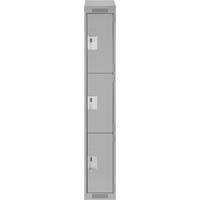 Clean Line Lockers, 3 -tier, 12" x 18" x 78", Steel, Grey, Rivet (Assembled) Seaboard Timber Mart