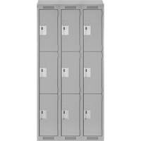 Casiers Clean Line, 3 niveaux, Bloc de 3, 36" x 18" x 78", Acier, Gris, Rivet (assembl&eacute;) Seaboard Timber Mart