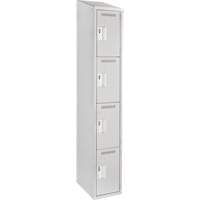 Clean Line Lockers, 4 -tier, 12" x 18" x 78", Steel, Grey, Rivet (Assembled) Seaboard Timber Mart