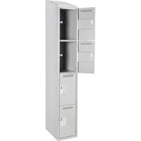 Clean Line Lockers, 4 -tier, 12" x 18" x 78", Steel, Grey, Rivet (Assembled) Seaboard Timber Mart