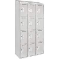Clean Line Lockers, 4 -tier, Bank of 3, 36" x 18" x 78", Steel, Grey, Rivet (Assembled) Seaboard Timber Mart