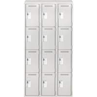 Clean Line Lockers, 4 -tier, Bank of 3, 36" x 18" x 78", Steel, Grey, Rivet (Assembled) Seaboard Timber Mart