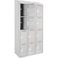 Clean Line Lockers, 4 -tier, Bank of 3, 36" x 18" x 78", Steel, Grey, Rivet (Assembled) Seaboard Timber Mart