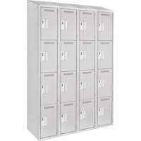 Clean Line Lockers, 4 -tier, Bank of 4, 48" x 18" x 78", Steel, Grey, Rivet (Assembled) Seaboard Timber Mart