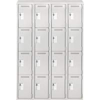 Clean Line Lockers, 4 -tier, Bank of 4, 48" x 18" x 78", Steel, Grey, Rivet (Assembled) Seaboard Timber Mart