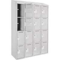 Clean Line Lockers, 4 -tier, Bank of 4, 48" x 18" x 78", Steel, Grey, Rivet (Assembled) Seaboard Timber Mart