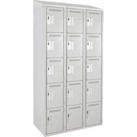Assembled Clean Line Personal Effects Lockers, 5 -tier, Bank of 3, 12" x 78" x 36", Steel Seaboard Timber Mart