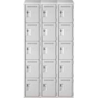 Assembled Clean Line Personal Effects Lockers, 5 -tier, Bank of 3, 12" x 78" x 36", Steel Seaboard Timber Mart