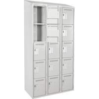 Assembled Clean Line Personal Effects Lockers, 5 -tier, Bank of 3, 12" x 78" x 36", Steel Seaboard Timber Mart