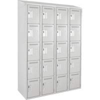 Assembled Clean Line Personal Effects Lockers, 5 -tier, Bank of 4, 15" x 78" x 48", Steel Seaboard Timber Mart