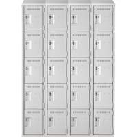 Assembled Clean Line Personal Effects Lockers, 5 -tier, Bank of 4, 15" x 78" x 48", Steel Seaboard Timber Mart