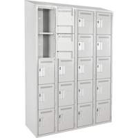 Assembled Clean Line Personal Effects Lockers, 5 -tier, Bank of 4, 15" x 78" x 48", Steel Seaboard Timber Mart