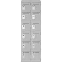 Clean Line Lockerette , 6 -tier, Bank of 2, 24" x 18" x 78", Steel, Grey, Rivet (Assembled) Seaboard Timber Mart