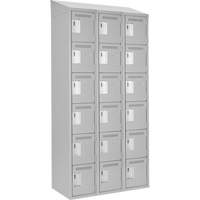 Clean Line Lockerette , 6 -tier, Bank of 3, 36" x 18" x 78", Steel, Grey, Rivet (Assembled) Seaboard Timber Mart