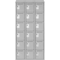 Clean Line Lockerette , 6 -tier, Bank of 3, 36" x 18" x 78", Steel, Grey, Rivet (Assembled) Seaboard Timber Mart