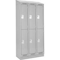 Clean Line Lockers, 2 -tier, Bank of 3, 36" x 18" x 82", Steel, Grey, Rivet (Assembled) Seaboard Timber Mart