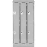Clean Line Lockers, 2 -tier, Bank of 3, 36" x 18" x 82", Steel, Grey, Rivet (Assembled) Seaboard Timber Mart