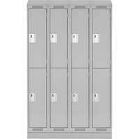 Clean Line Lockers, 2 -tier, Bank of 4, 48" x 18" x 82", Steel, Grey, Rivet (Assembled) Seaboard Timber Mart