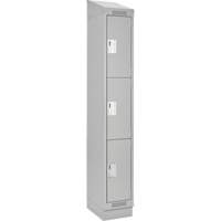 Clean Line Lockers, 3 -tier, 12" x 18" x 82", Steel, Grey, Rivet (Assembled) Seaboard Timber Mart