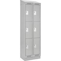 Clean Line Lockers, 3 -tier, Bank of 2, 24" x 18" x 82", Steel, Grey, Rivet (Assembled) Seaboard Timber Mart