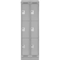 Clean Line Lockers, 3 -tier, Bank of 2, 24" x 18" x 82", Steel, Grey, Rivet (Assembled) Seaboard Timber Mart