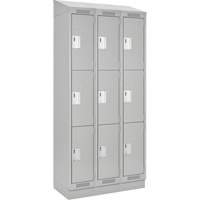 Clean Line Lockers, 3 -tier, Bank of 3, 36" x 18" x 82", Steel, Grey, Rivet (Assembled) Seaboard Timber Mart