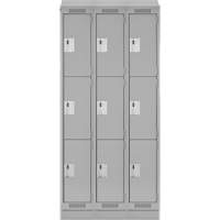 Clean Line Lockers, 3 -tier, Bank of 3, 36" x 18" x 82", Steel, Grey, Rivet (Assembled) Seaboard Timber Mart
