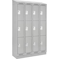 Clean Line Lockers, 3 -tier, Bank of 4, 48" x 18" x 82", Steel, Grey, Rivet (Assembled) Seaboard Timber Mart