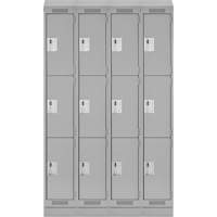 Clean Line Lockers, 3 -tier, Bank of 4, 48" x 18" x 82", Steel, Grey, Rivet (Assembled) Seaboard Timber Mart