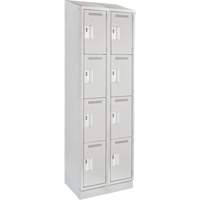 Clean Line Lockers, 4 -tier, Bank of 2, 24" x 18" x 82", Steel, Grey, Rivet (Assembled) Seaboard Timber Mart