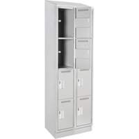 Clean Line Lockers, 4 -tier, Bank of 2, 24" x 18" x 82", Steel, Grey, Rivet (Assembled) Seaboard Timber Mart