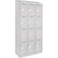Clean Line Lockers, 4 -tier, Bank of 3, 36" x 18" x 82", Steel, Grey, Rivet (Assembled) Seaboard Timber Mart