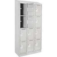 Clean Line Lockers, 4 -tier, Bank of 3, 36" x 18" x 82", Steel, Grey, Rivet (Assembled) Seaboard Timber Mart