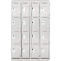 Clean Line Lockers, 4 -tier, Bank of 4, 48" x 18" x 82", Steel, Grey, Rivet (Assembled) Seaboard Timber Mart