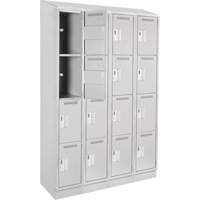 Clean Line Lockers, 4 -tier, Bank of 4, 48" x 18" x 82", Steel, Grey, Rivet (Assembled) Seaboard Timber Mart
