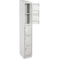Clean Line Lockers, 5 -tier, 12" x 18" x 82", Steel, Grey, Rivet (Assembled) Seaboard Timber Mart